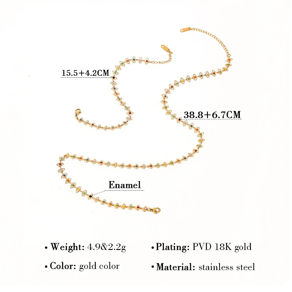 Colorful Enamel Choker Necklace — 316L Stainless Steel · PS403
