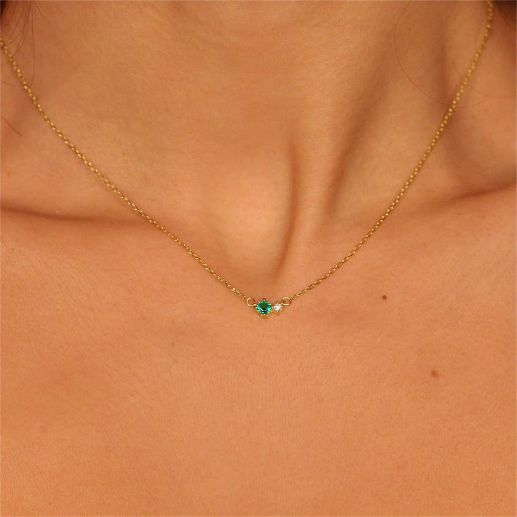 Titanium Steel 12 Birthday Stone Zircon Vintage Art Necklace Collar Chain High Color Protection 18K Gold Plated Necklace
