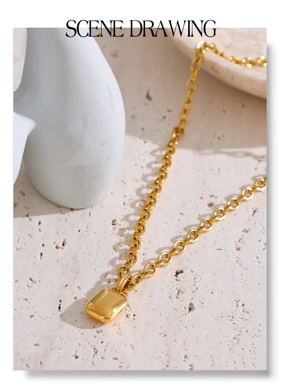 Geometric necklace in gold-plated stainless steel.