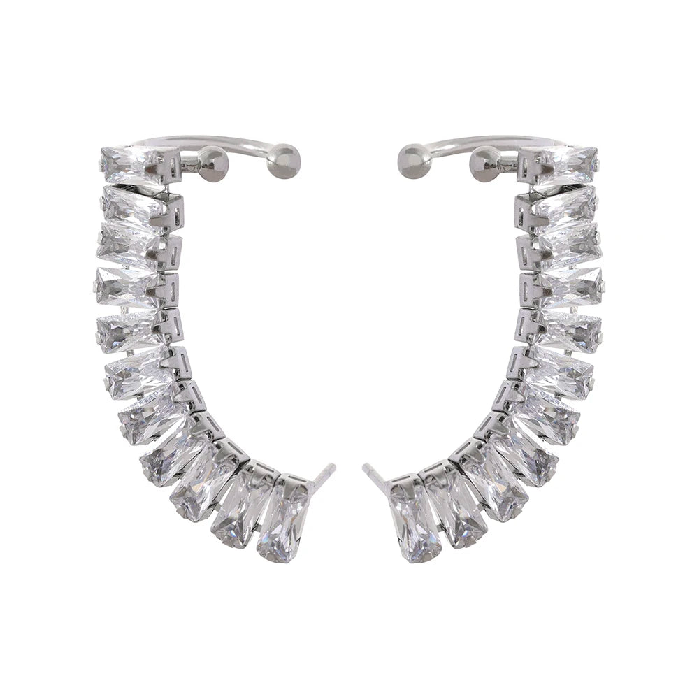 Cubic Zirconia Geometric Earrings — 18K Gold-Plated Stainless Steel with Cubic Zirconia · PS1655