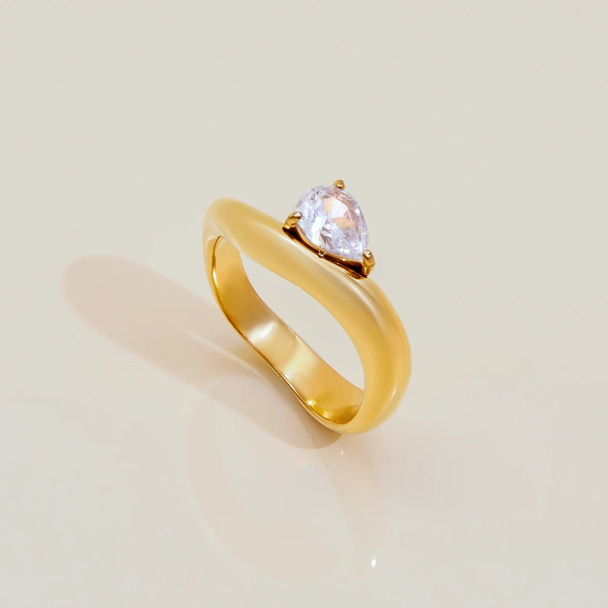 CZ Wave Ring — Stainless Steel · PS288