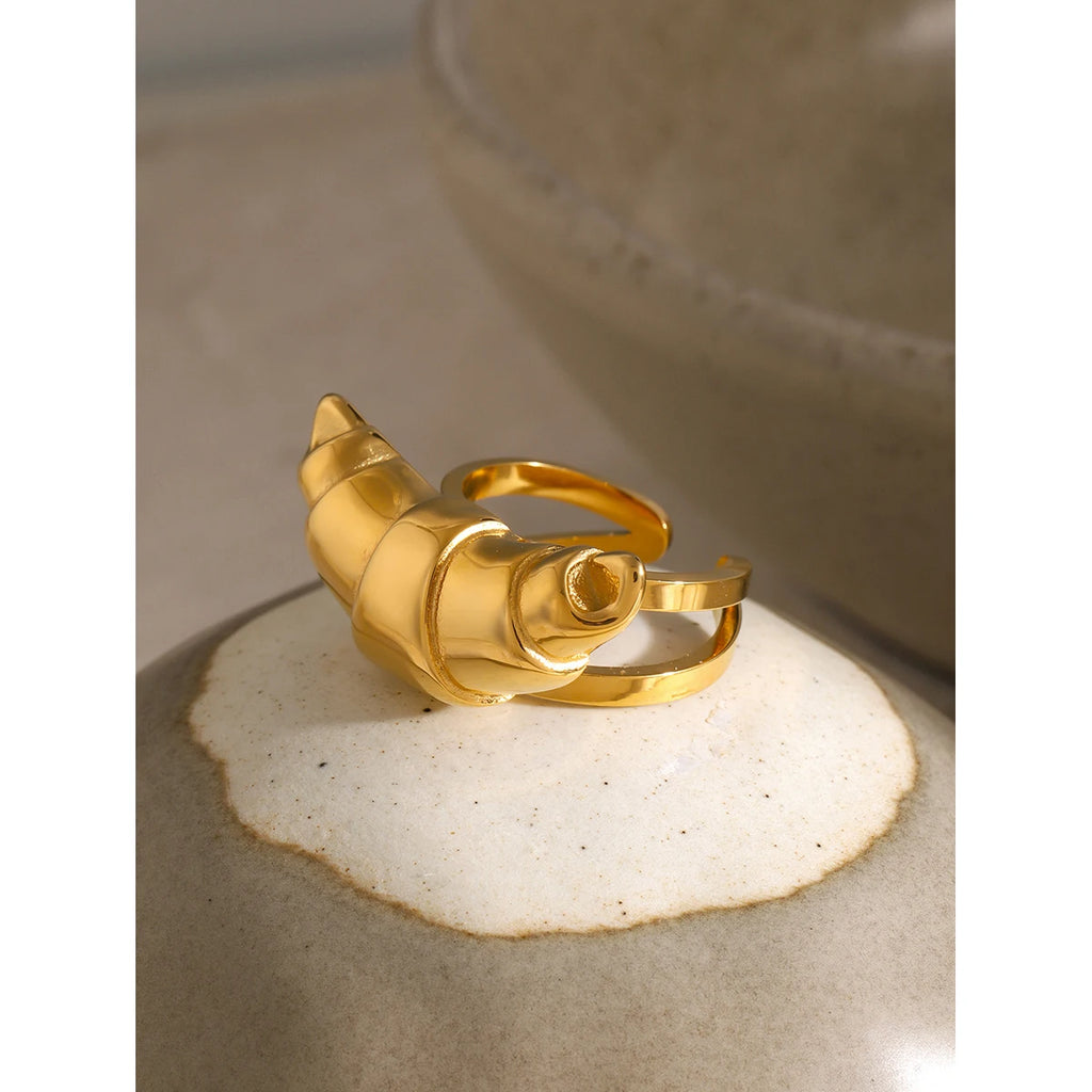 Spiral Shell Open Ring — Stainless Steel · PS245