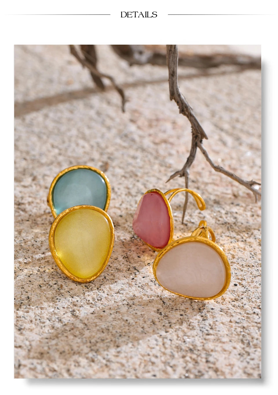 White resin multi-color ring in 18K gold-plated stainless steel with resin.