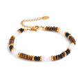 Natural Stone Beaded Geometric Bracelet — Gold-Plated Stainless Steel with Natural Stone · PS1094
