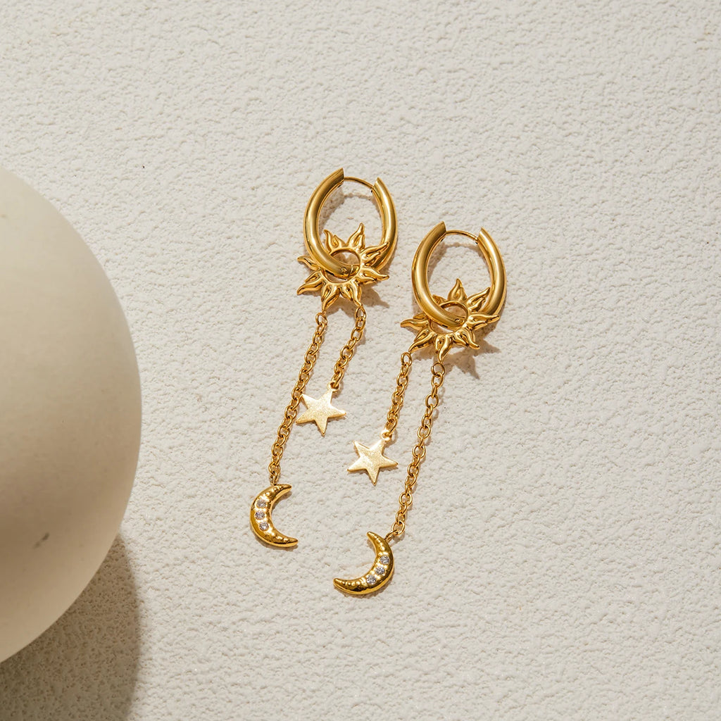 Moon Tassel Earrings — Stainless Steel · PS329