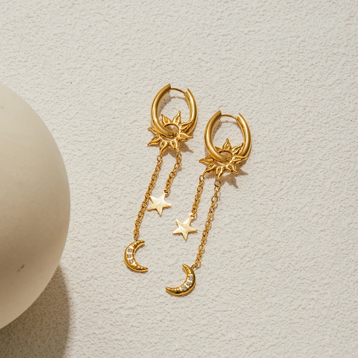 Moon Tassel Earrings — Stainless Steel · PS329