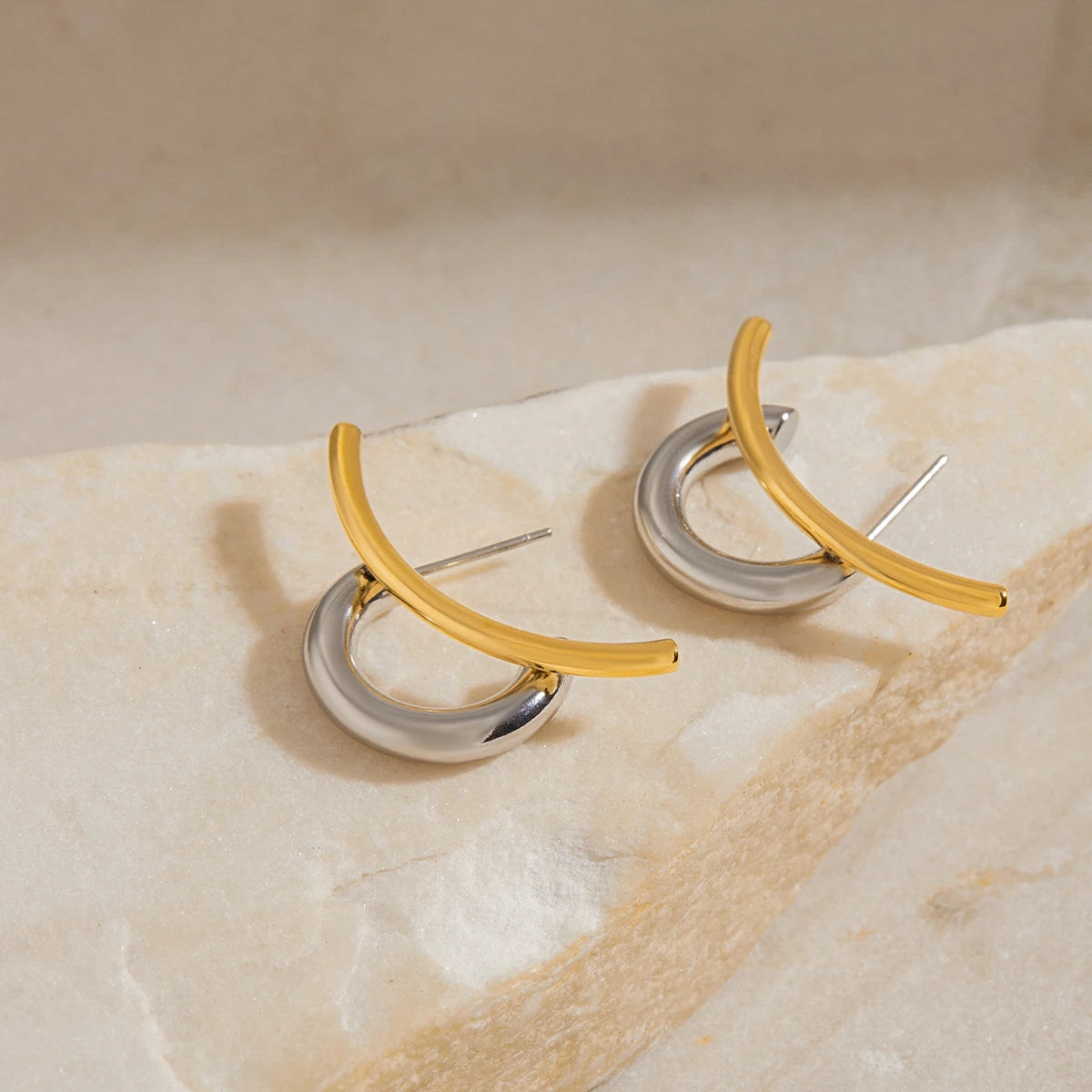 Chunky Silver Hoop Earrings — Stainless Steel · PS057