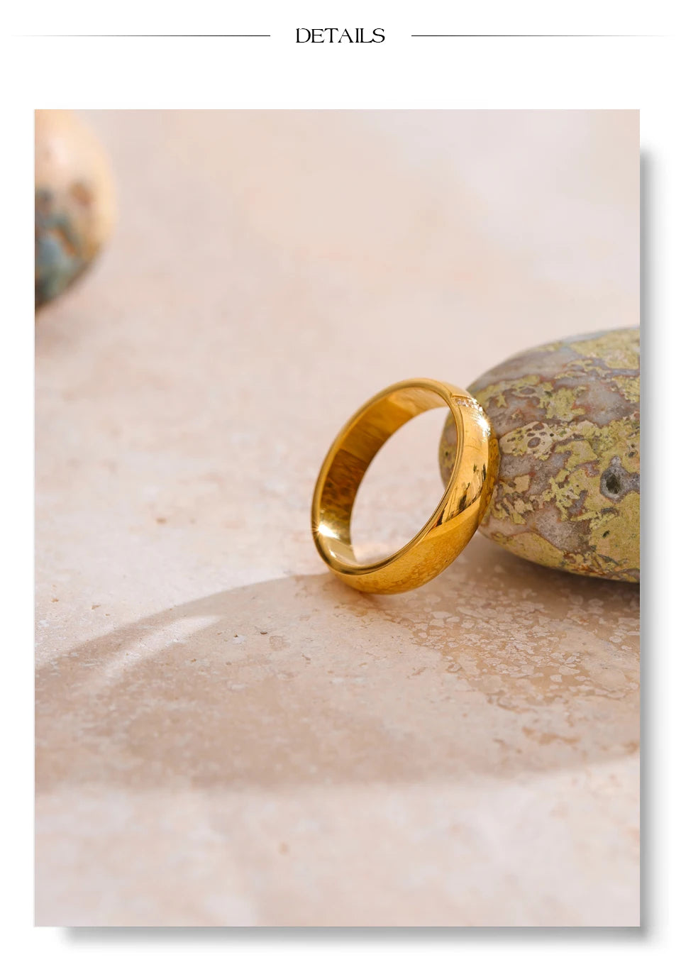 Cubic zirconia geometric ring in 18K gold-plated stainless steel with cubic zirconia.