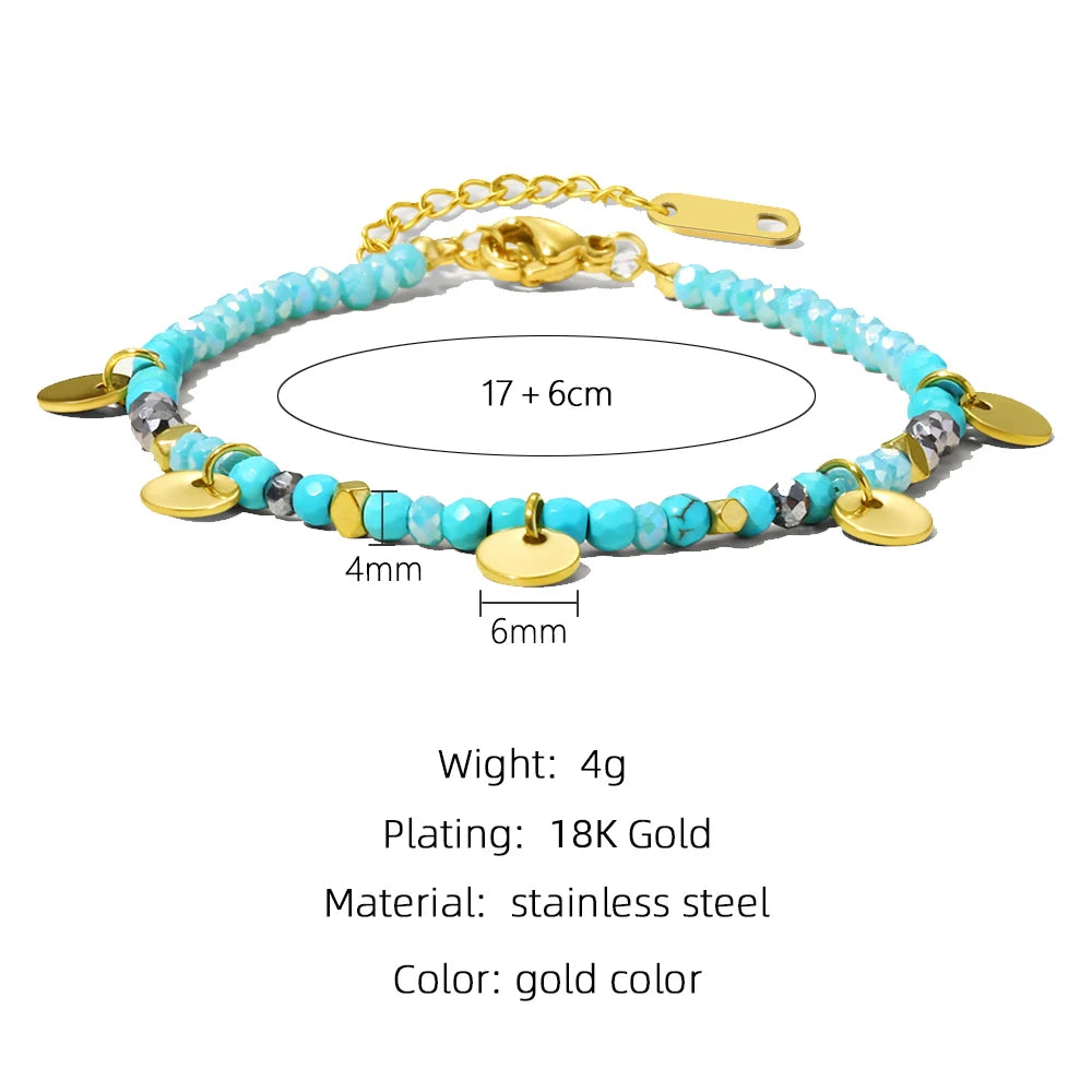 Colorful Natural Stone Beaded Bracelet — 316L Stainless Steel · PS476