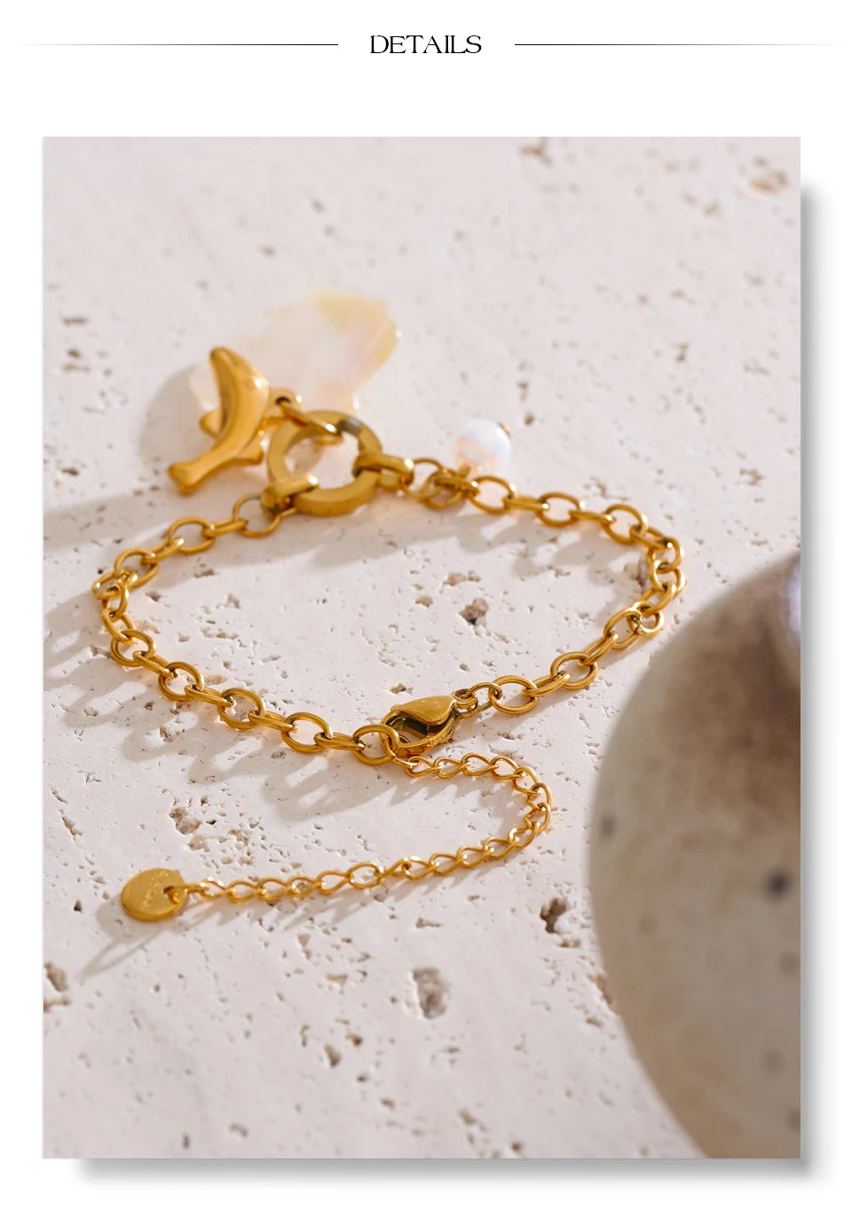 Shell Star Geometric Bracelet — Gold-Plated Stainless Steel with Shell · PS2251