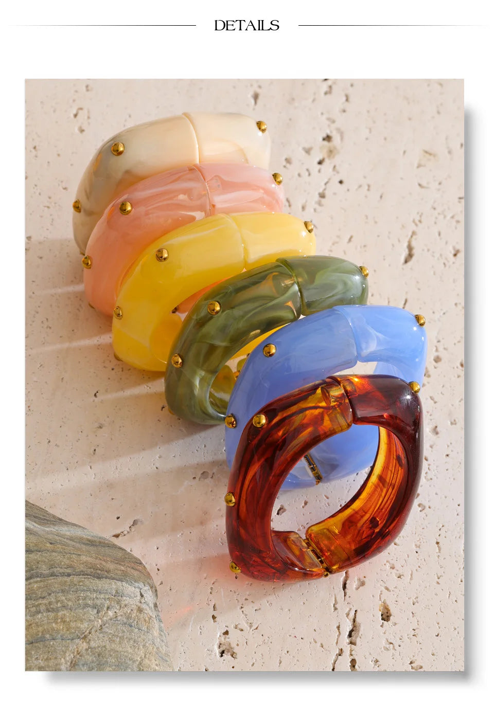 Resin Acrylic Geometric Bracelet — Gold-Plated Stainless Steel with Resin and Acrylic · PS1469