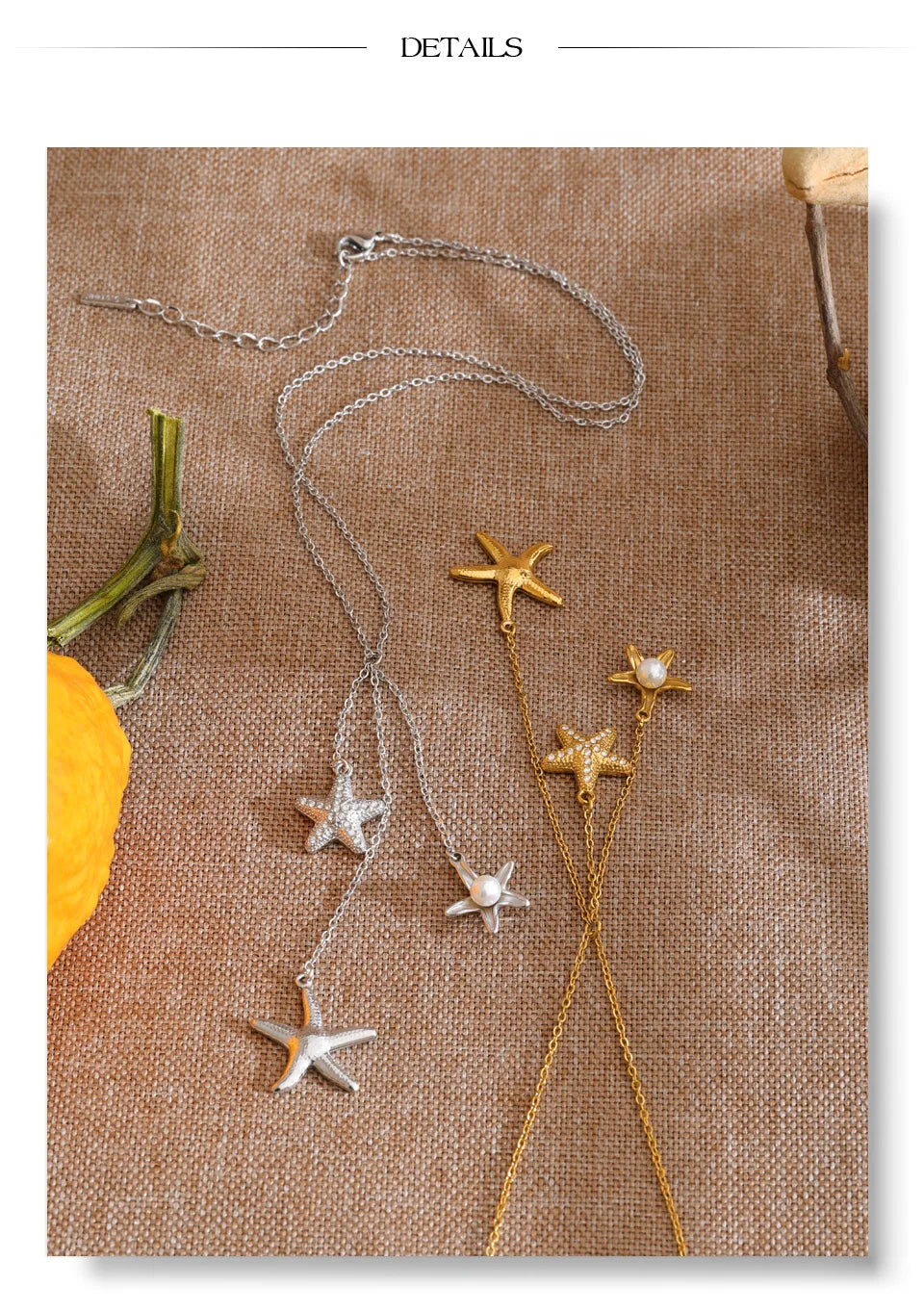 Cubic zirconia pearl shell necklace in gold-plated stainless steel with pearl and cubic zirconia.