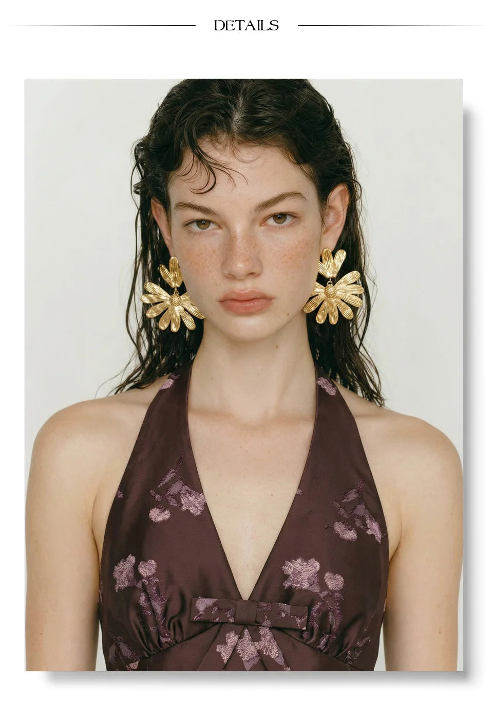 Flower Earrings — Gold-Plated Stainless Steel · PS1213