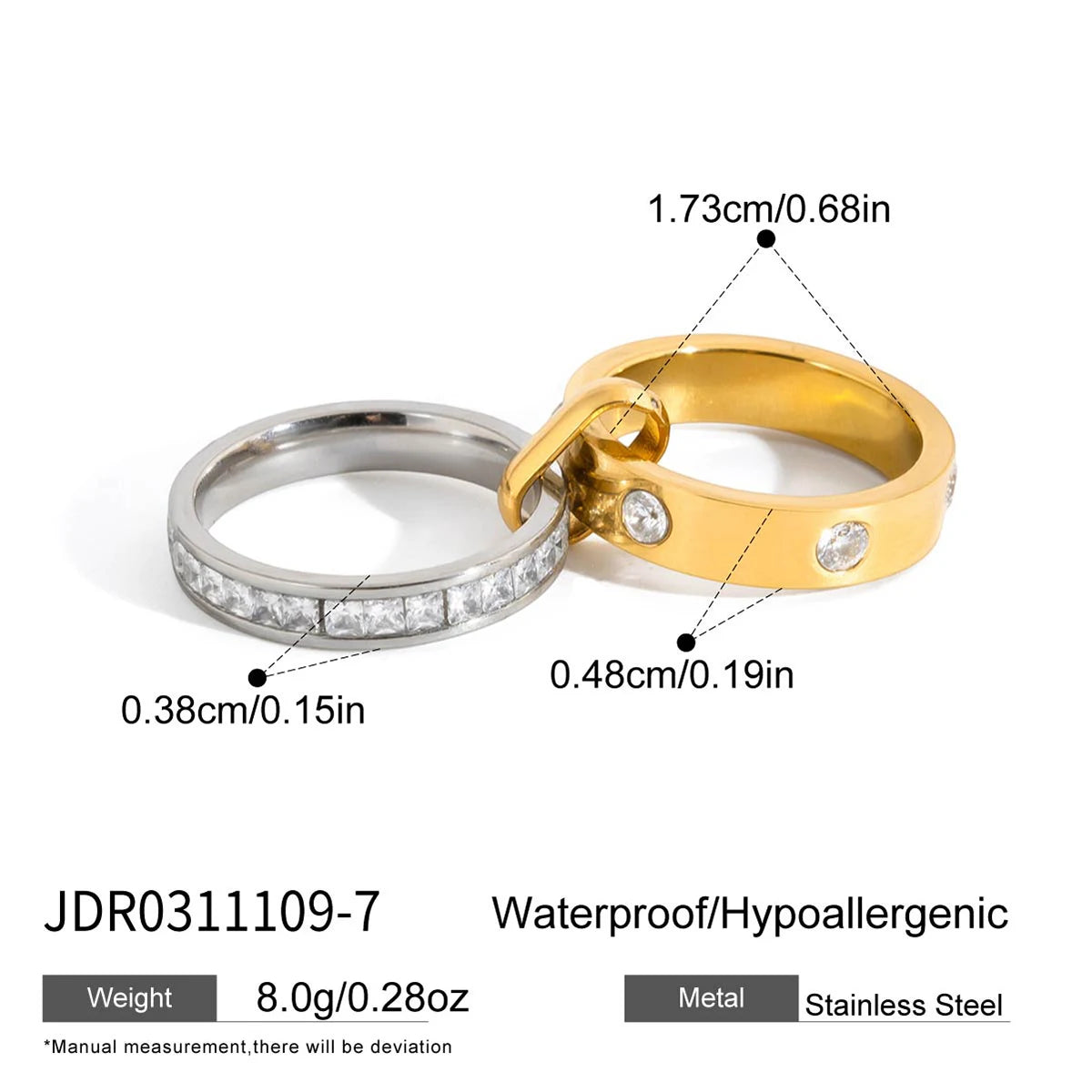 Two-Tone CZ Ring — Stainless Steel · PS355