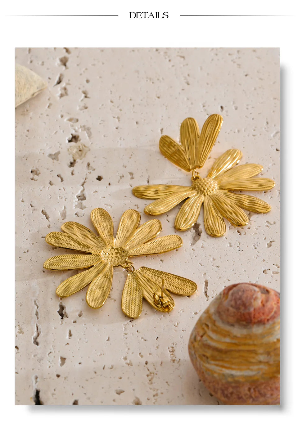 Flower Earrings — Gold-Plated Stainless Steel · PS1213