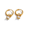 Cubic Zirconia Geometric Earrings — Gold-Plated Stainless Steel with Cubic Zirconia · PS1456