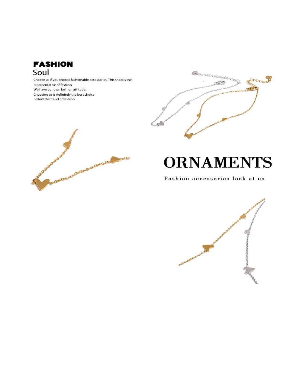 Heart Chain Anklet — Gold-Plated Stainless Steel · PS1660