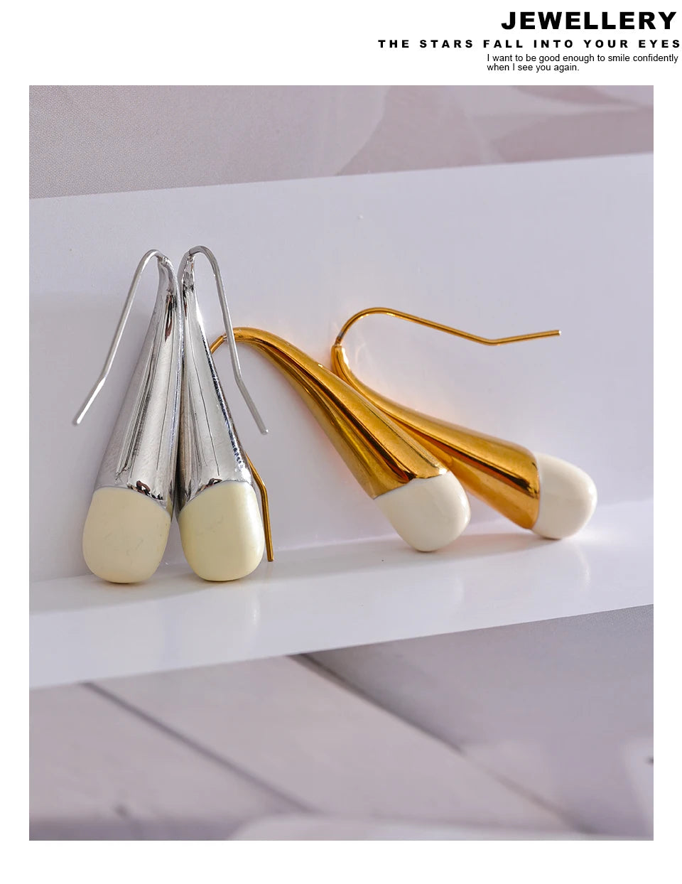 Enamel Geometric Earrings — Gold-Plated 316L Stainless Steel with Enamel · PS1605