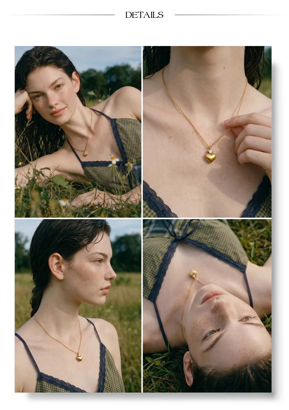 Cubic zirconia heart necklace in gold-plated stainless steel with cubic zirconia.
