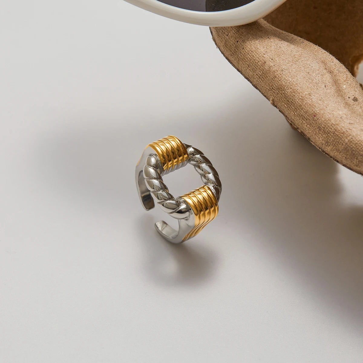 Mixed Stone Ring Stack — Stainless Steel · PS257