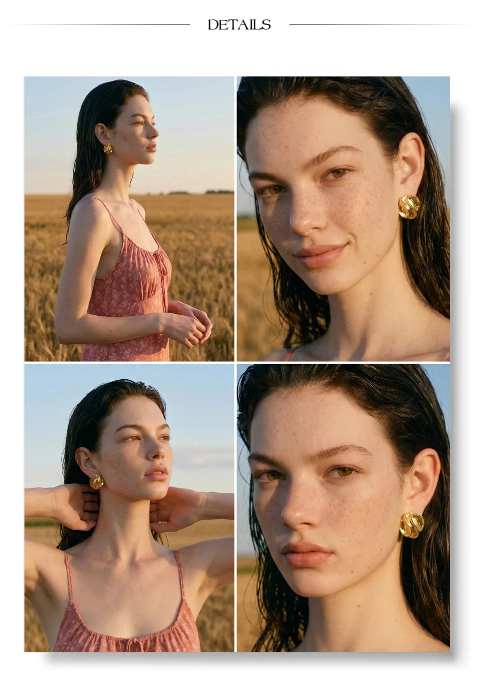 Geometric earrings in 18K gold-plated stainless steel.