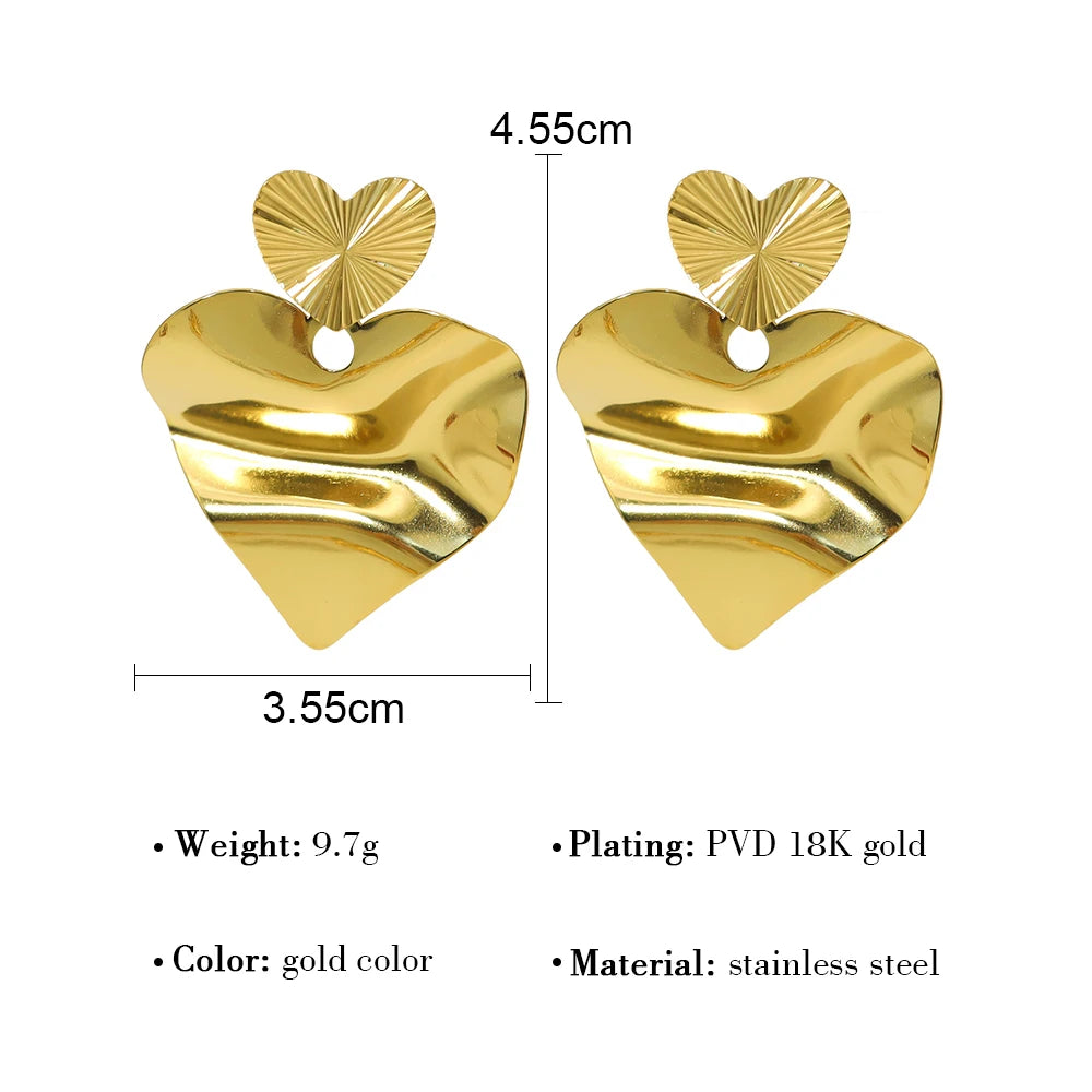 Drop Earrings Irregular Heart Retro — 316L Stainless Steel · PS400