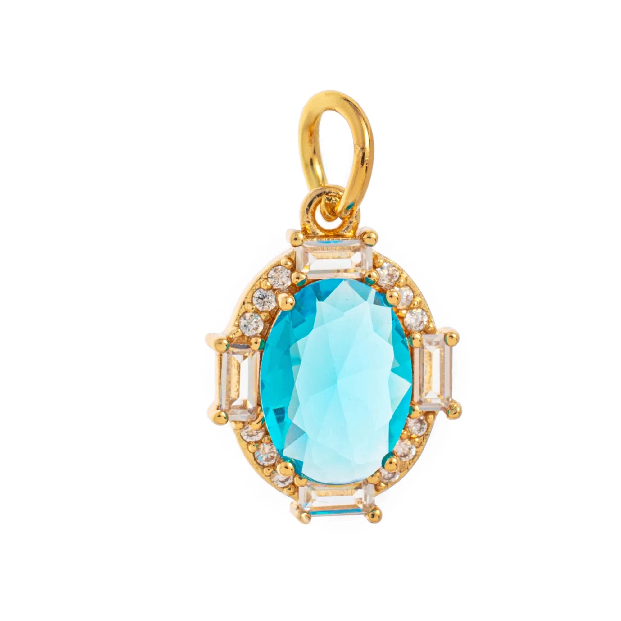 【DIY Pendant】18K Gold Plated Copper Birthstone Charm Pendant - PC010