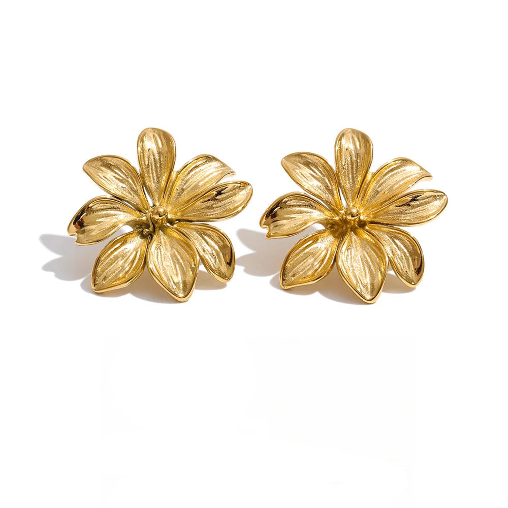 Flower Earrings — Gold-Plated Stainless Steel · PS2133