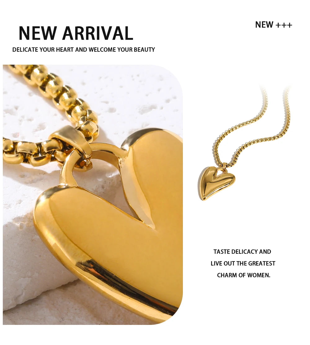 Irregular Heart Pendant Necklace — 316L Stainless Steel · PS412