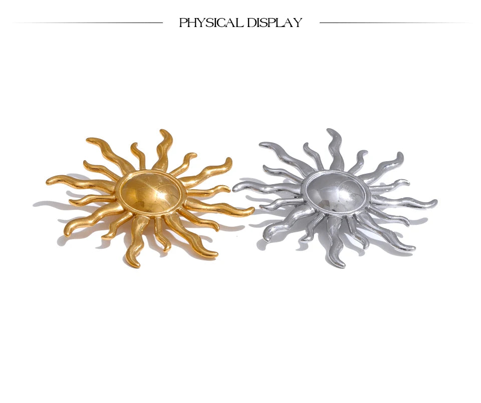 Sun Geometric Brooch — Gold-Plated Stainless Steel · PS1673