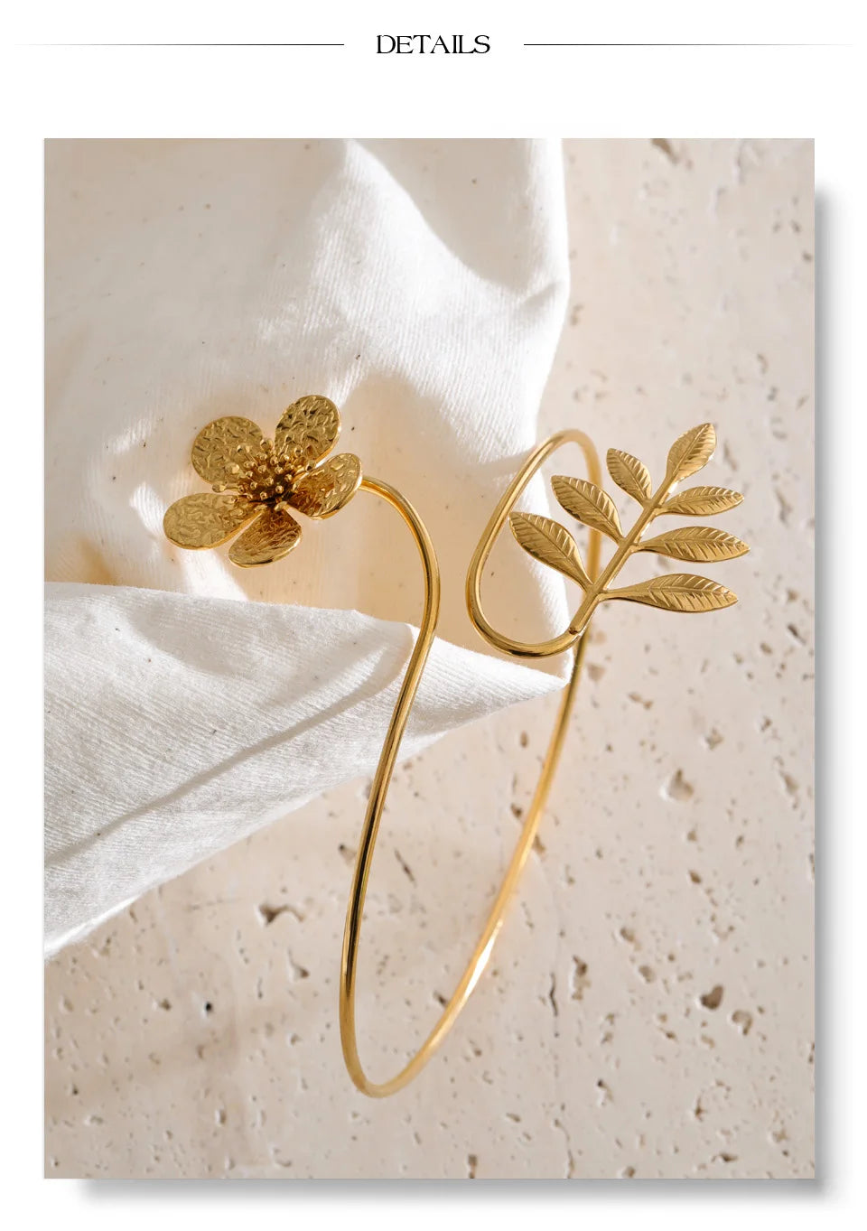 Flower Geometric Bracelet — Gold-Plated Stainless Steel · PS1394