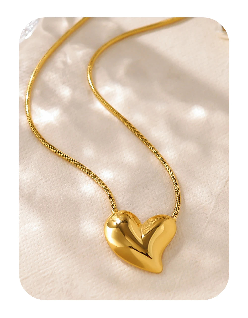 Irregular Heart Pendant Necklace Glossy — 316L Stainless Steel · PS401