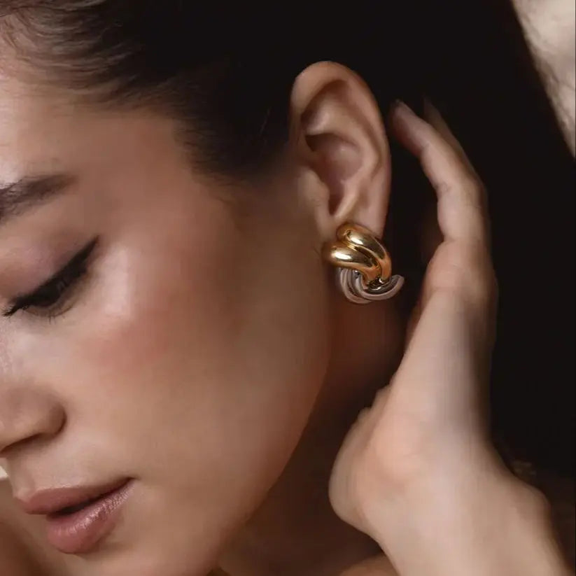 Chunky Knot Earrings — Stainless Steel · PS122