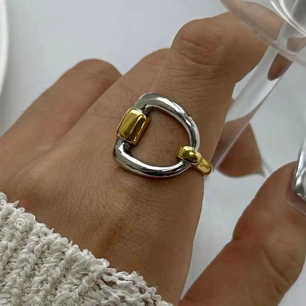 Two-Tone Heart Ring — Stainless Steel · PS272