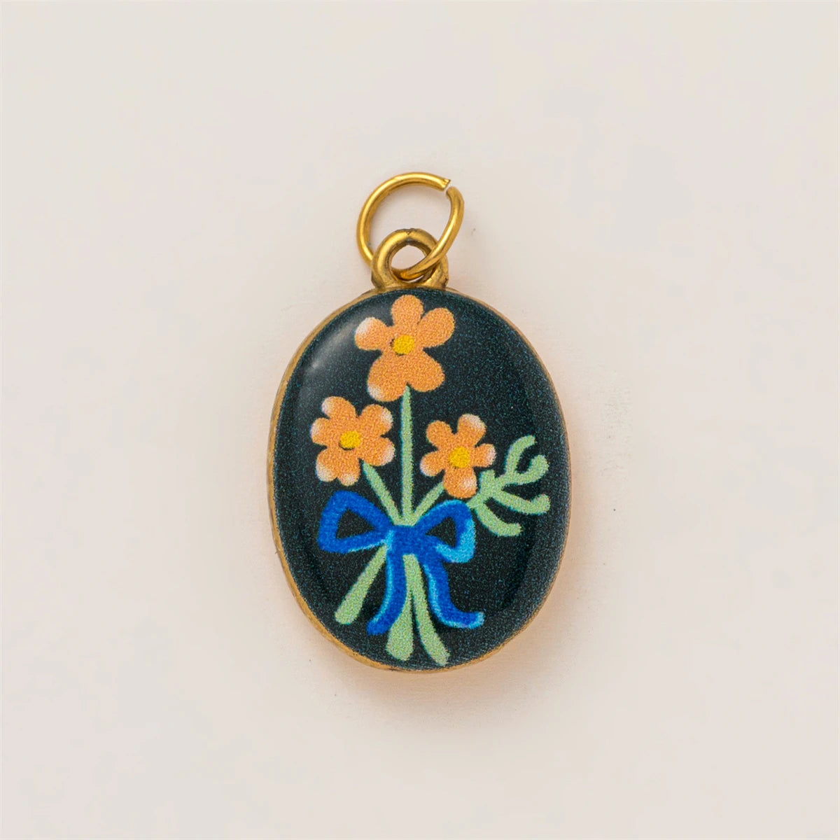 【DIY Pendant】Stainless Steel Floral Charm Pendant - PS011