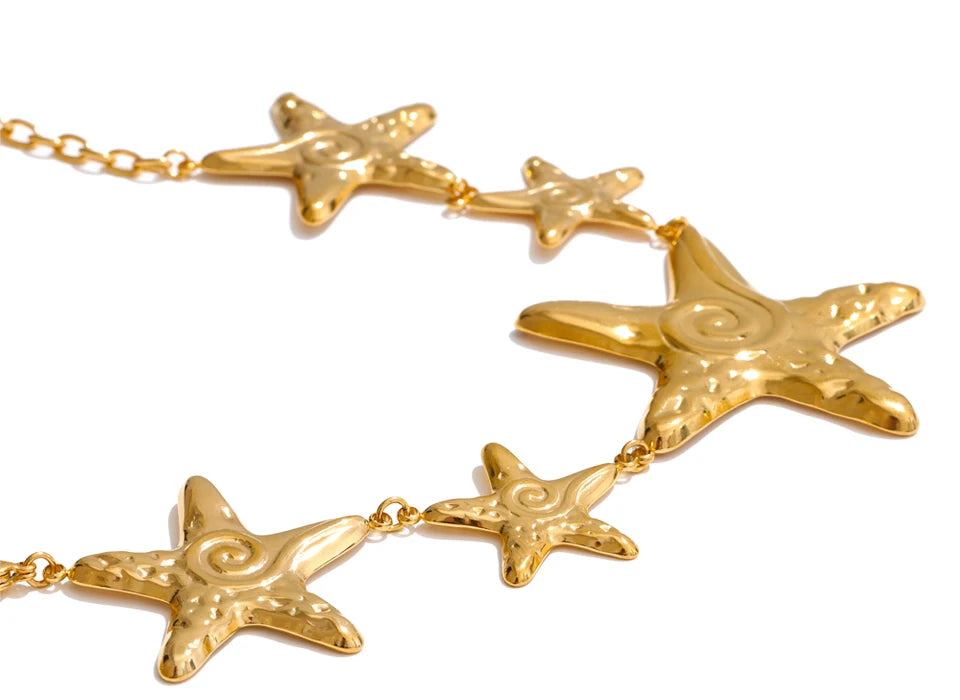 Star chain necklace in gold-plated stainless steel.
