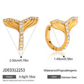Fish Tail CZ Earrings — Stainless Steel