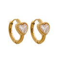 Cubic Zirconia Heart Earrings — 14K Gold-Plated Stainless Steel with Cubic Zirconia · PS1419