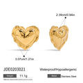 Two-Tone Puffy Heart Earrings — Stainless Steel · PS062
