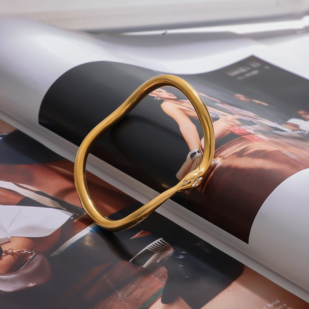 Snake Pearl Bangle Bracelet — Stainless Steel · PS034