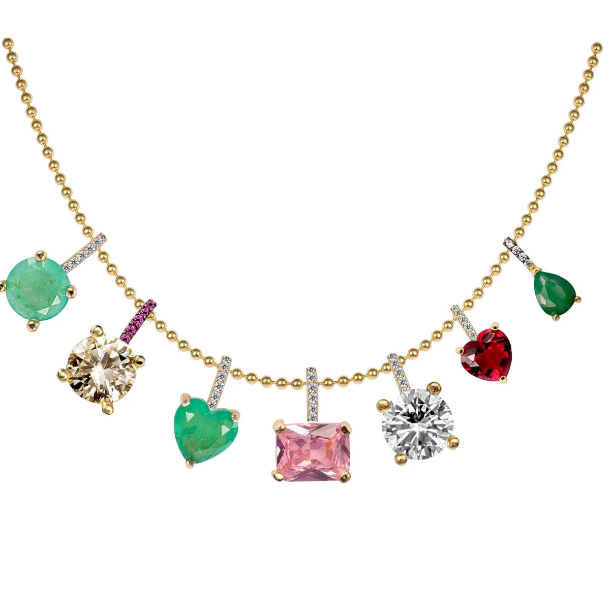 Zircon Necklace Grandmother Green Bead Chain Chocker Short Necklace Light Luxury Style Color Protection