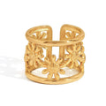 Floral Band Ring Stack — Stainless Steel · PS231