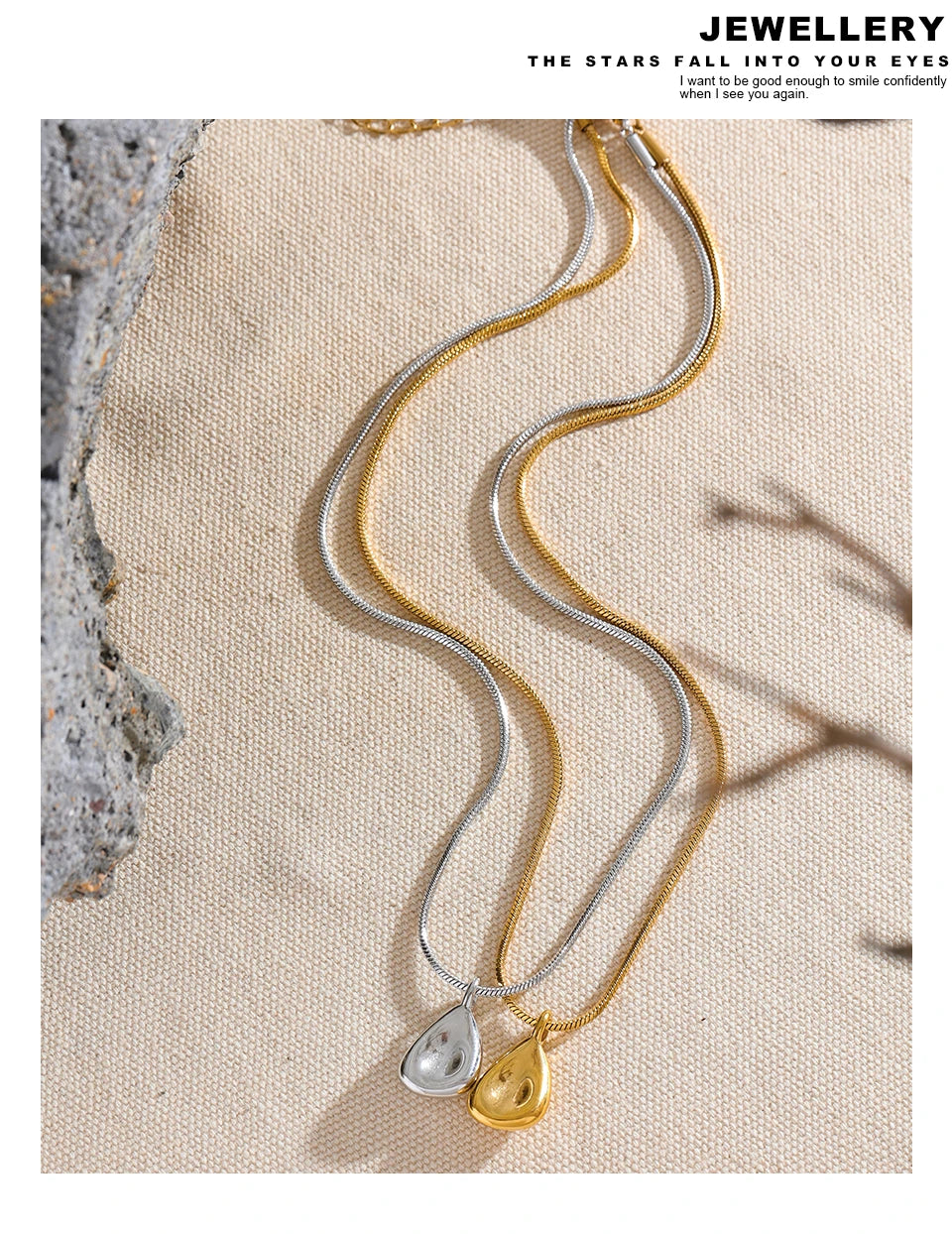 Geometric necklace in gold-plated 316L stainless steel.