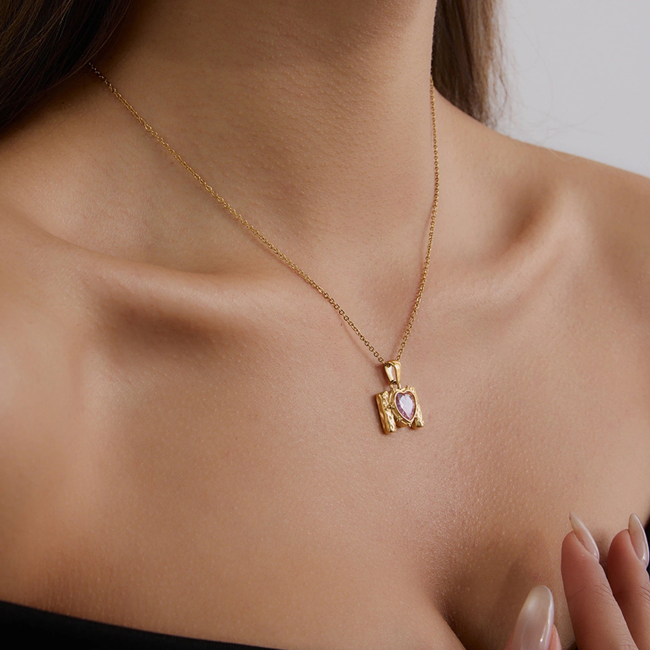 Mini Crystal Pendant Necklace — Stainless Steel · PS150
