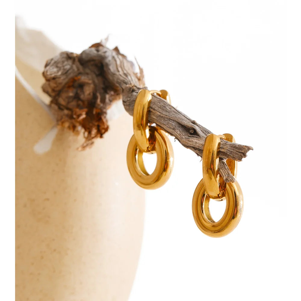 Geometric earrings in gold-plated stainless steel.