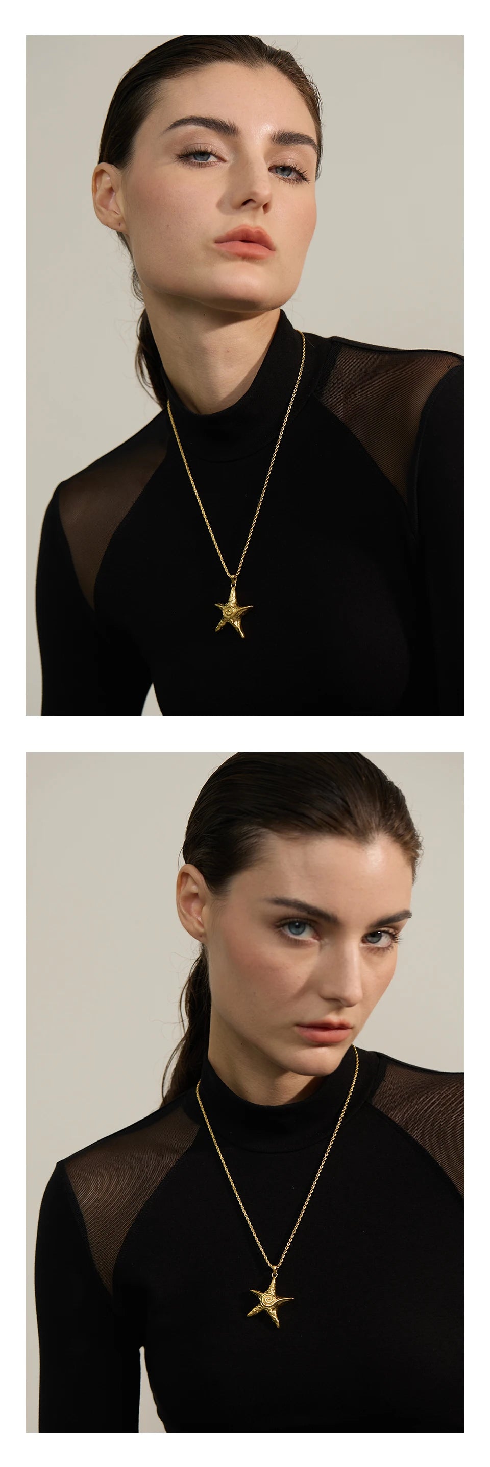 Star necklace in gold-plated 316L stainless steel.