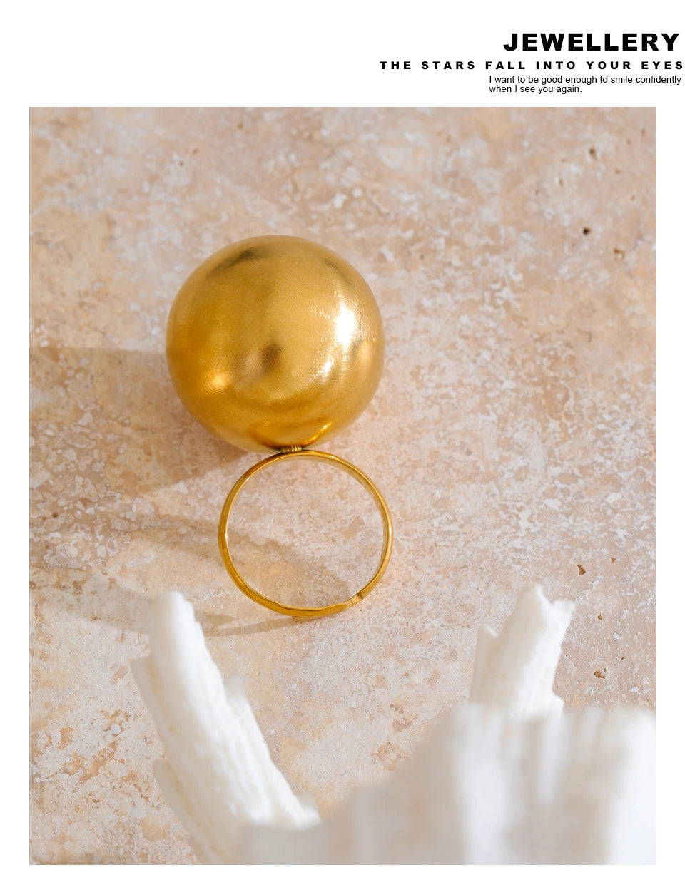 Geometric ring in 18K gold-plated stainless steel.