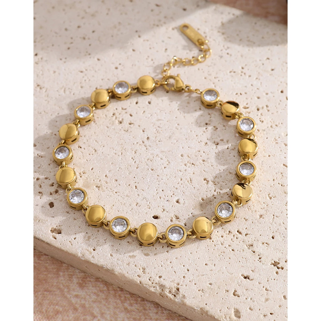 Zircon Beaded Bracelet — 316L Stainless Steel · PS394