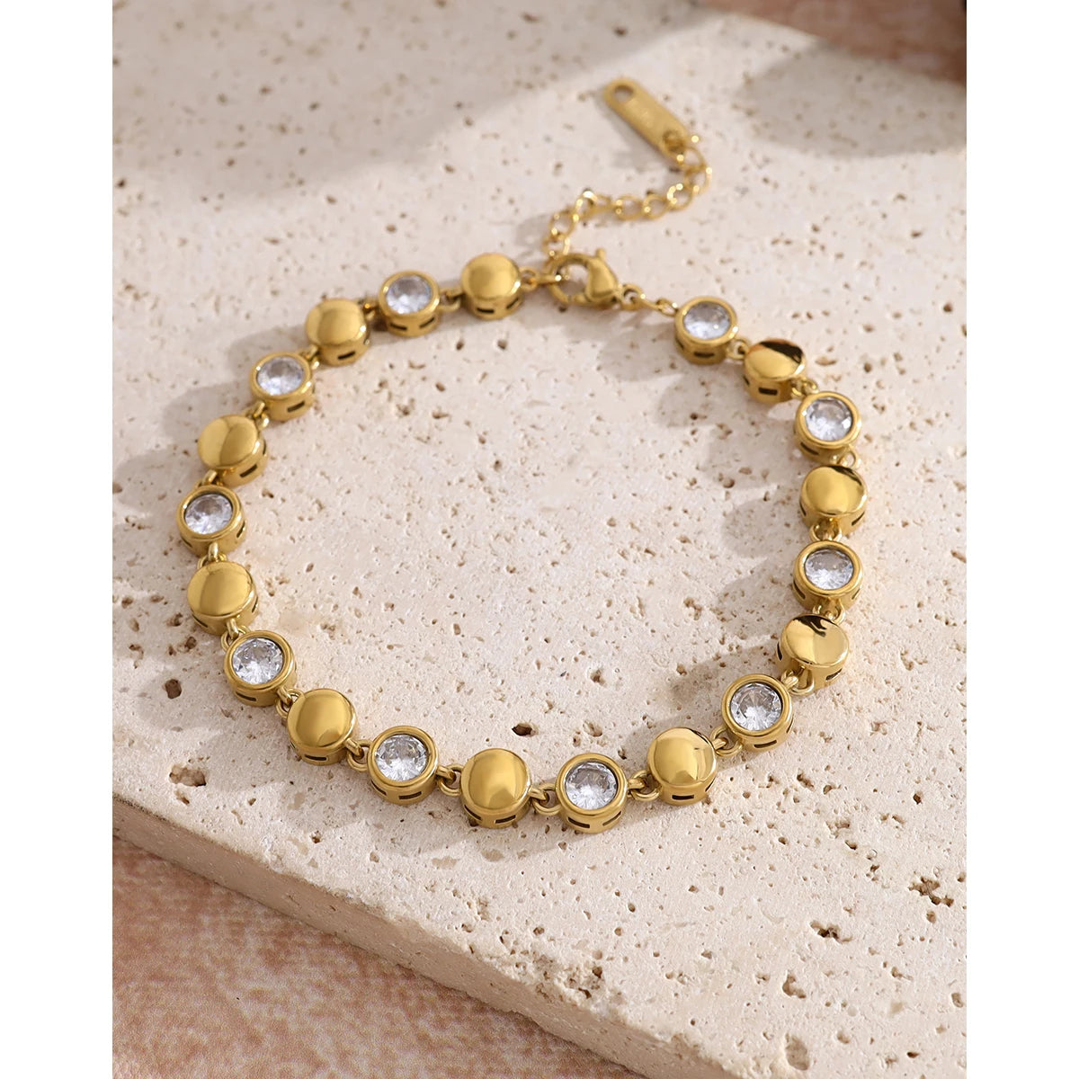 Zircon Beaded Bracelet — 316L Stainless Steel · PS394