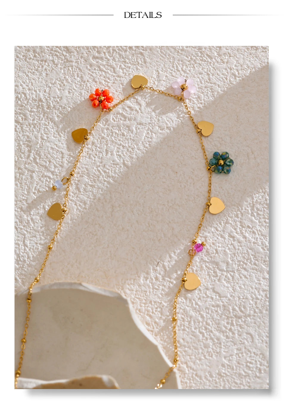 Crystal Flower Necklace — Gold-Plated Stainless Steel with Crystal · PS2306